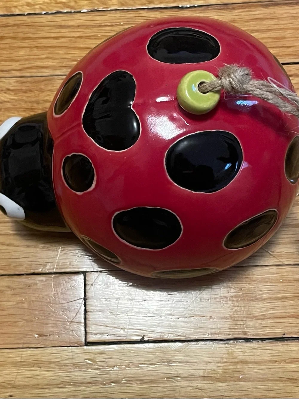 Ceramic Ladybug Wind Chime Hanging Garden Decor - Red Black - Cute Flower Bell